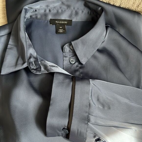 Halogen Long Sleeve Satin Belted Midi Shirtdress - Picture 12 of 13